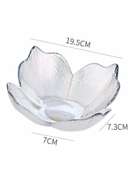 صحن عميق بتصميم زهرة الزنبق - زجاجي شفاف