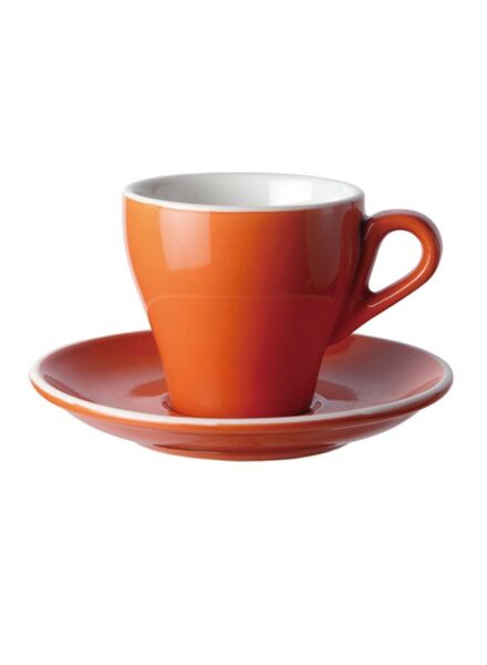 فنجان قهوة وصحن نارينج - برتقالي