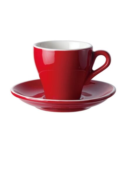 فنجان قهوة وصحن نارينج - أحمر وأبيض