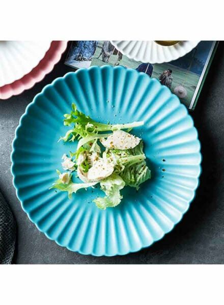 صحن عشاء أقحواني مستدير - أزرق