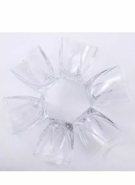 طقم كاسات تويستر 6 قطع - زجاجي شفاف