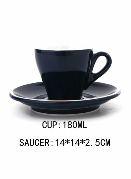 طقم من كوب وصحن - أزرق بحري