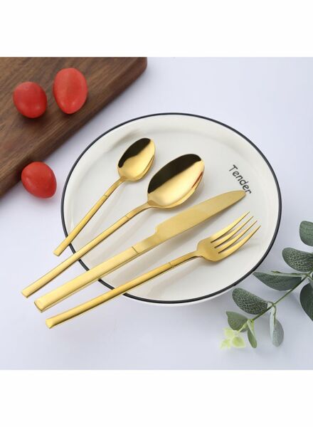 طقم أدوات مائدة من الستانلس ستيل - ذهبي