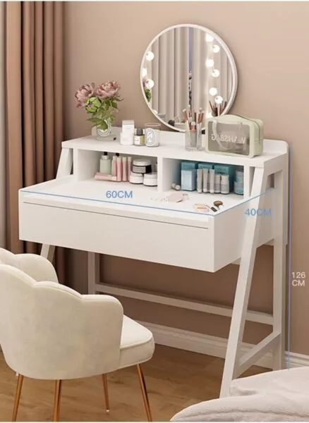 طاولة تزيين مع مرآة LED ميزو - ابيض