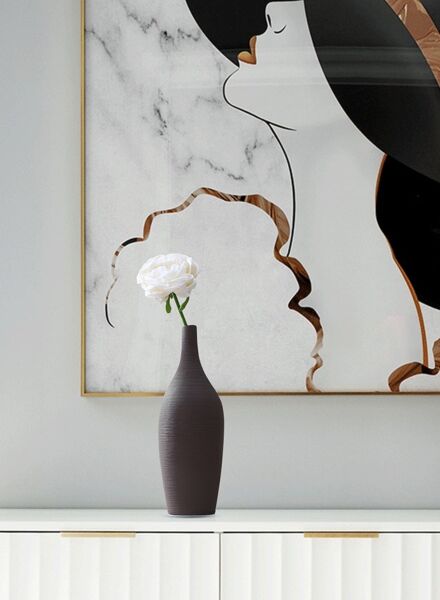 فازة زهور سيراميك من شور - بني