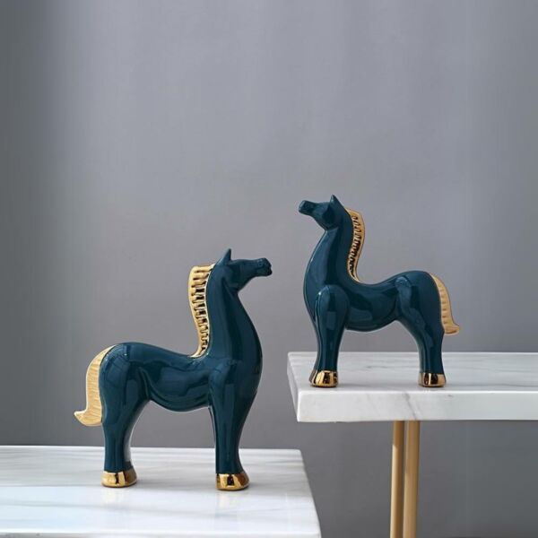 تحفة ديكور هورس قطعتين - اخضر