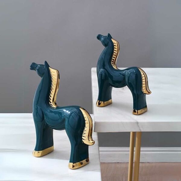 تحفة ديكور هورس قطعتين - اخضر