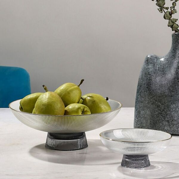 وعاء تقديم بقاعدة مرتفعة سوفتال - صغير - رمادي وفضي