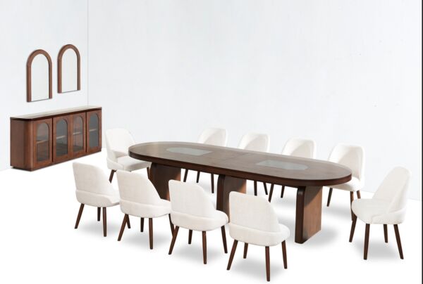 طاولة طعام ليجاسي ل 10 اشخاص - بني