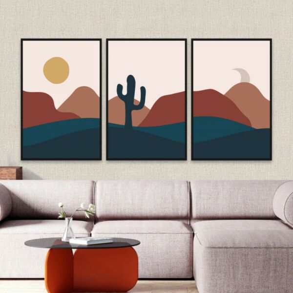 طقم لوحة جدارية فنية ادلين لتزيين الحائط 3 قطع - متعدد الالوان 