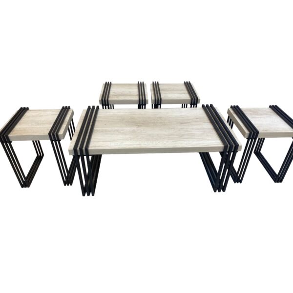 طقم طاولات لورا 5 قطع - اسود وابيض