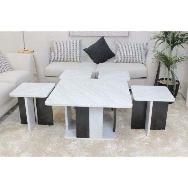 طقم طاولات 5 قطع اليا - ابيض واسود