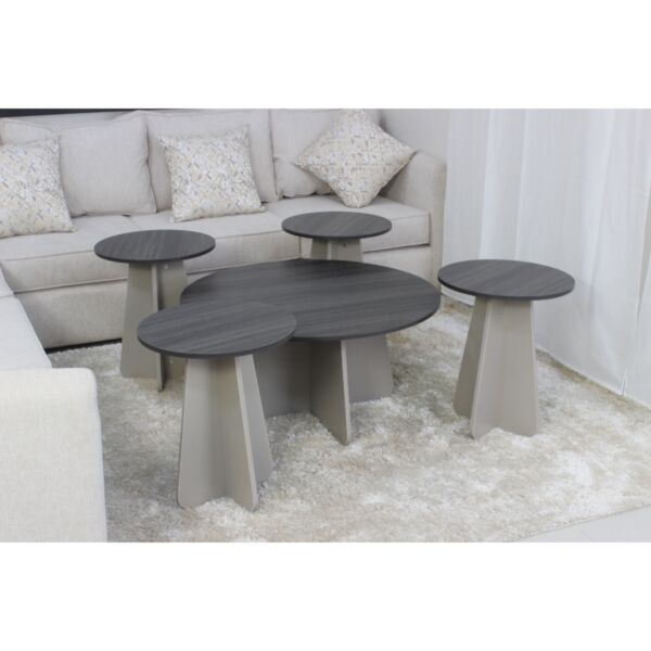 طقم طاولات 5 قطع امير - رمادي واسود