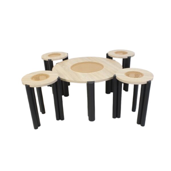 طقم طاولة قهوة 5 قطع دولار - بيج واسود