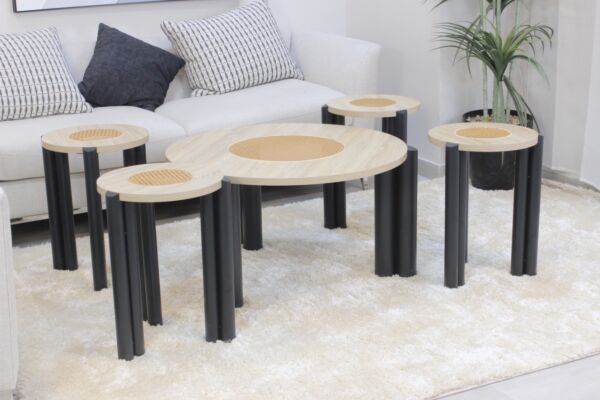 طقم طاولة قهوة 5 قطع دولار - بيج واسود