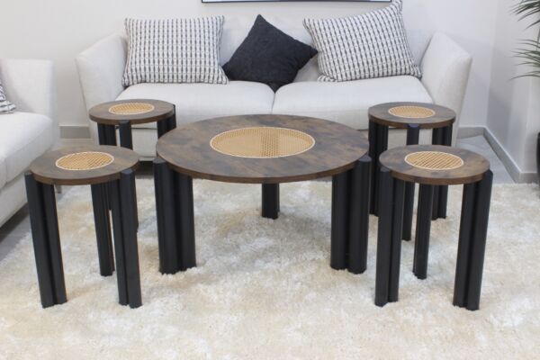 طقم طاولة قهوة 5 قطع دولار - بني واسود