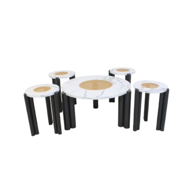 طقم طاولة قهوة 5 قطع دولار - ابيض واسود
