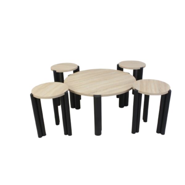 طقم طاولة قهوة 5 قطع ميلانو - بيج واسود