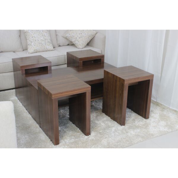 طقم طاولات 5 قطع ميانا - بني غامق