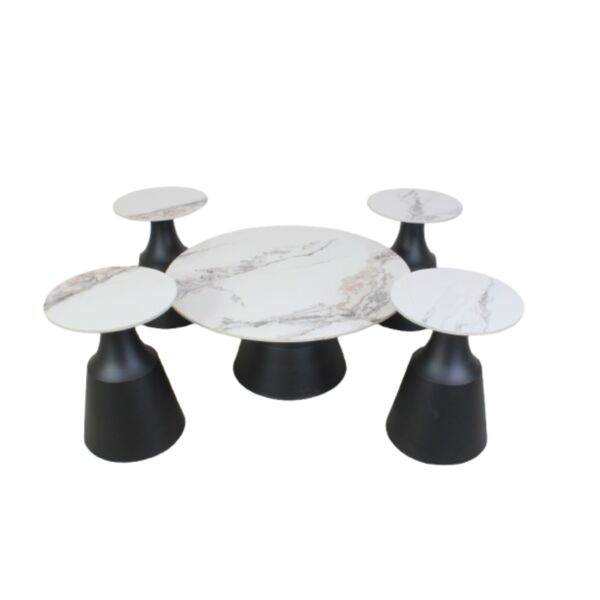 طقم طاولة قهوة مورنينج 5 قطع - ابيض واسود