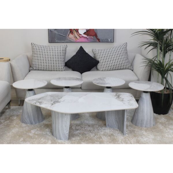 طقم طاولات 5 قطع بيتر - ابيض