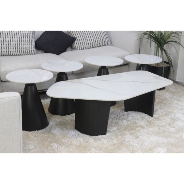 طقم طاولات 5 قطع بيتر - ابيض واسود