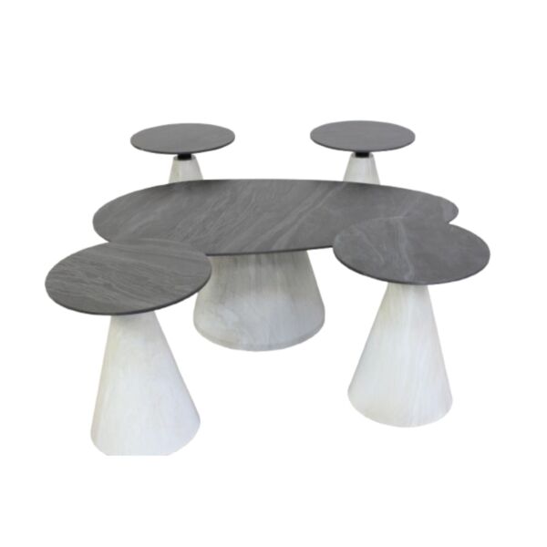 طقم طاولة قهوة آنجل 5 قطع - اسود وابيض