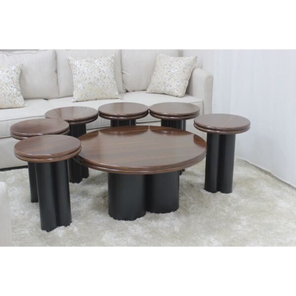 طقم طاولات 7 قطع اشال - بني واسود