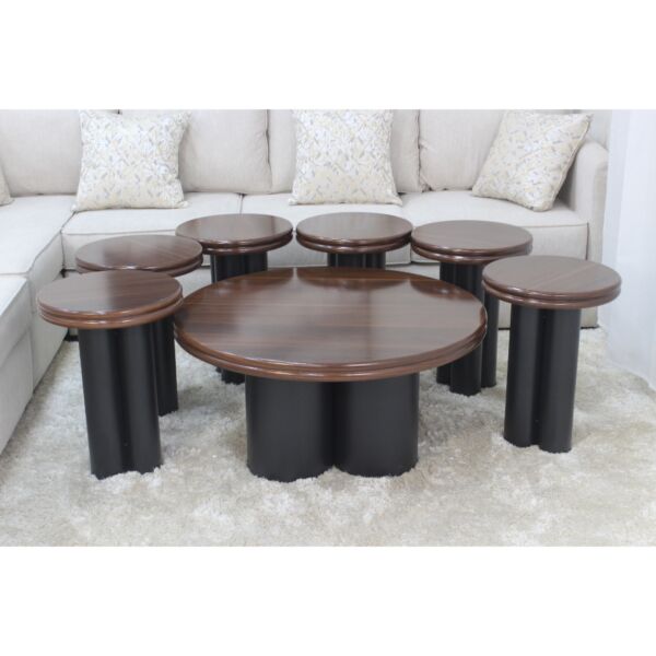 طقم طاولات 7 قطع اشال - بني واسود