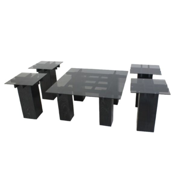 طقم طاولة قهوة مورنينج زجاج وحديد - أسود