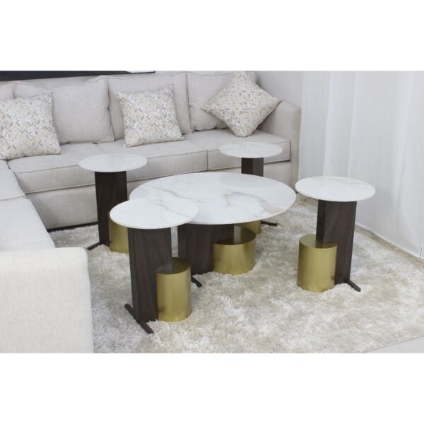 طقم طاولات 5 قطع اريان - ابيض ومتعدد الالوان