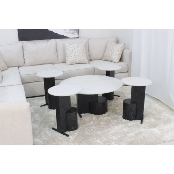 طقم طاولات 5 قطع اريان - اسود وابيض