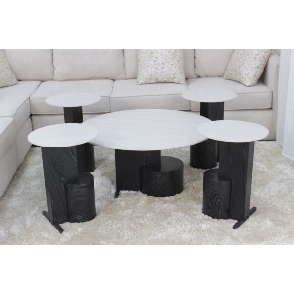 طقم طاولات 5 قطع اريان - اسود وابيض