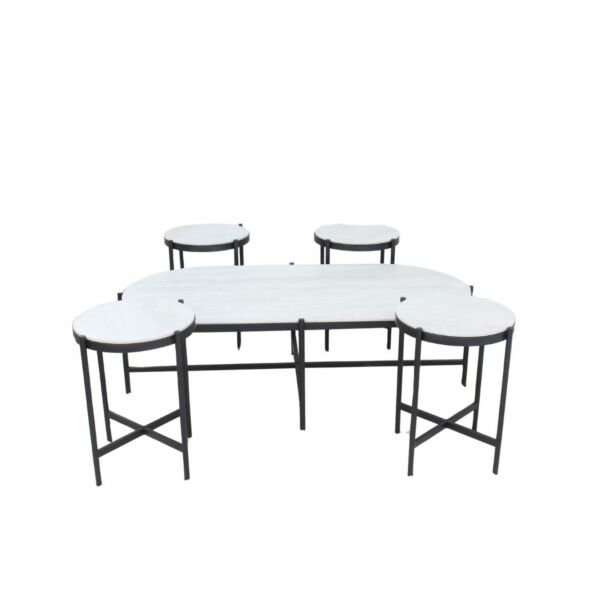 طقم طاولة قهوة وطاولات جانبية 5 قطع مونسيرا - ابيض واسود
