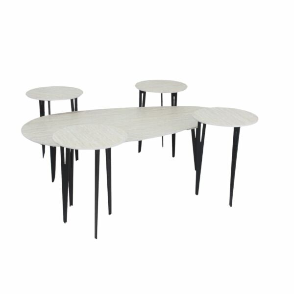 طقم طاولة قهوة و طاولات جانبية 5 قطع سيرا - بيج واسود