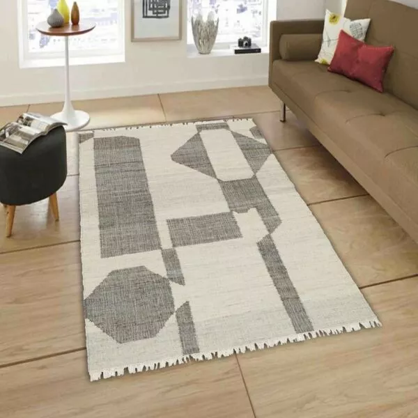 سجادة حياكة يدوية 150x230 من أرتسيان - كريمي ورمادي
