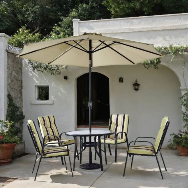 طقم طاولة طعام خارجية مع مظلة 4 كرسي صاني