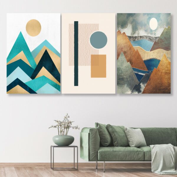 طقم لوحات جدارية فنية لتزين الحائط بتصميم عصري ألب - ثلاث قطع