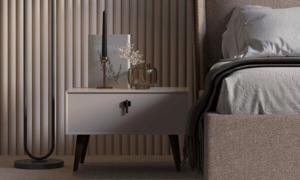 طقم غرفة نوم كينج 6 قطع كواترو - رمادي فاتح وبني