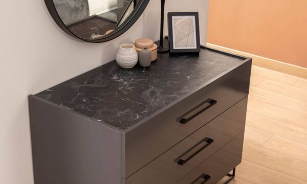 غرفة نوم كينج 6 قطع بدون دولاب كلاسيكال - رمادي