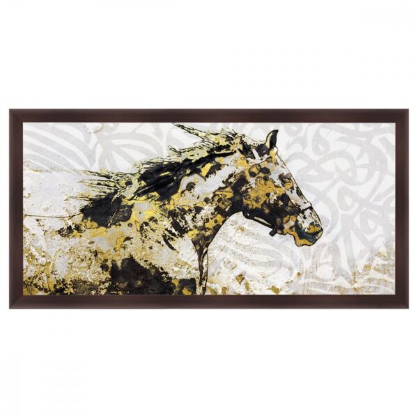لوحة قماشية مودرن بتصميم حصان مع برواز بني سادة