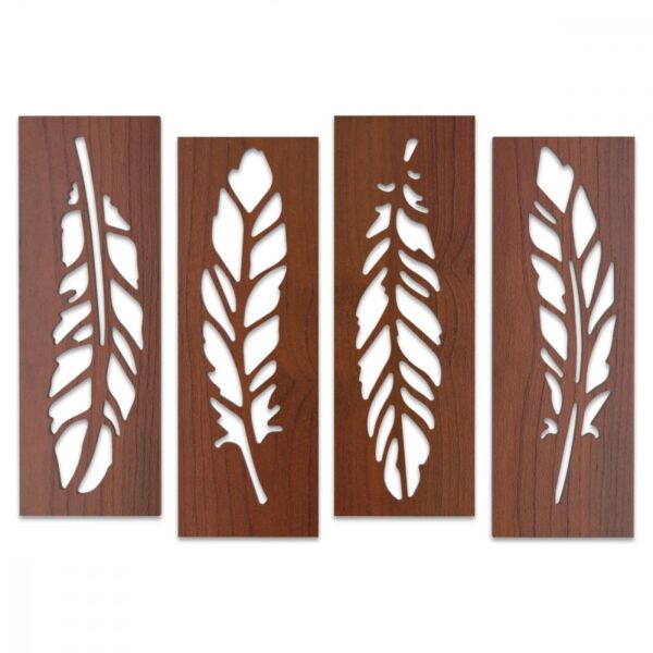 لوحة ديكور خشبية بنقشة ريش