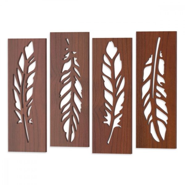 لوحة ديكور خشبية بنقشة ريش