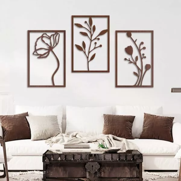لوحة ديكور خشبية بتصميم ورود