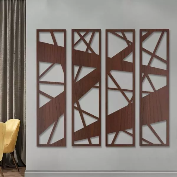 لوحة ديكور خشبية بتصميم فن هندسي لورا