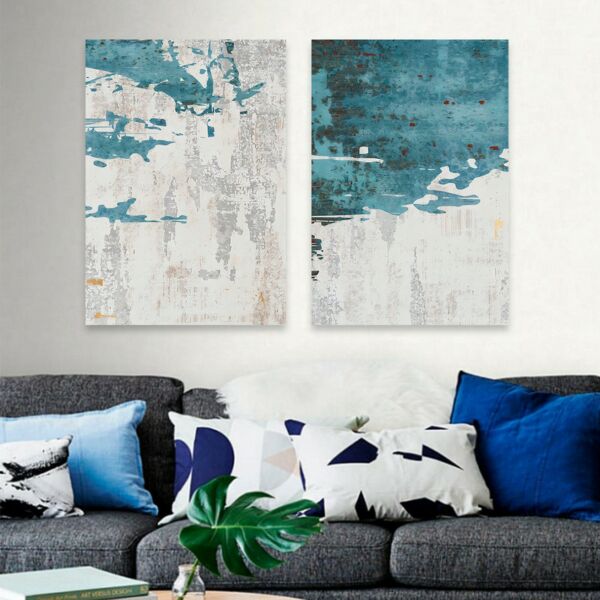 لوحة خشبية ثنائية بتصميم مودرن تجريدي - قطعتين بمقاس 60x40 سم