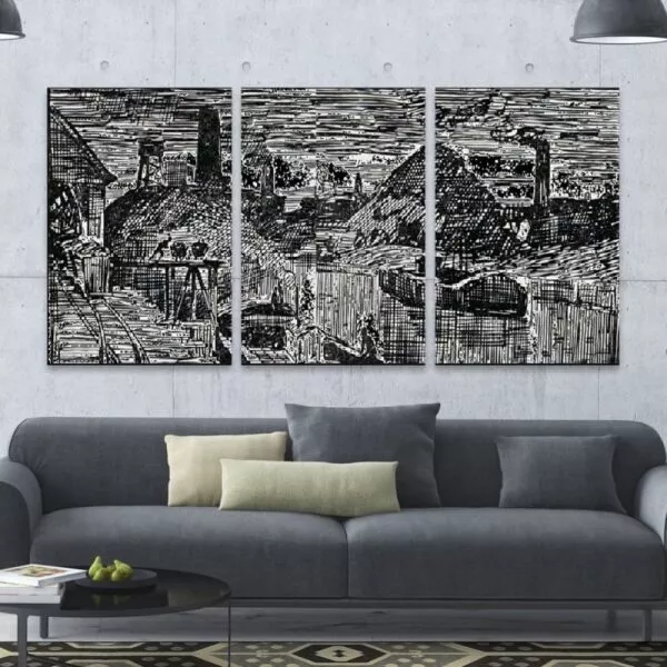 لوحة قماشية انداستريال 60x40 سم - 3 قطع