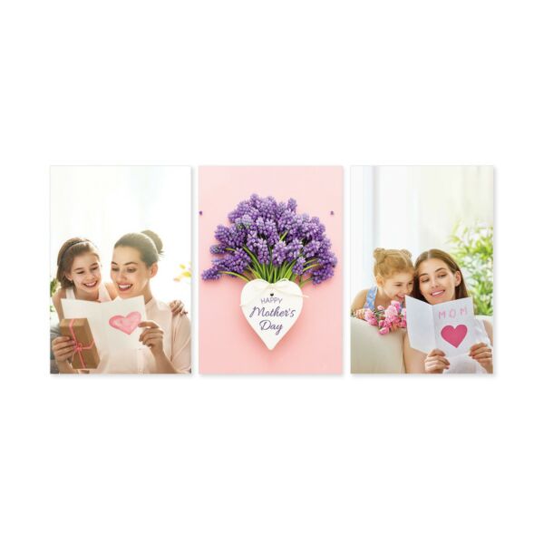 لوحة جدارية فنية مثير داي لتزين الحائط بتصميم عيد الأم ثلاث قطع-متعدد الألوان