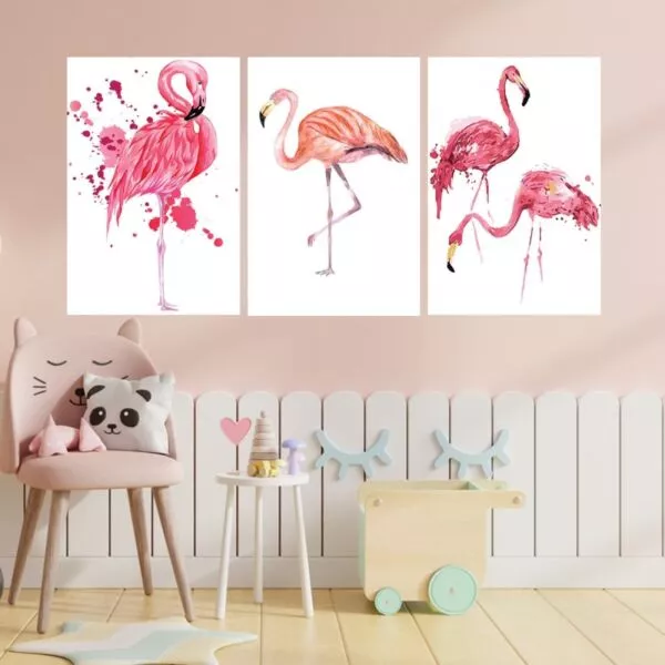 لوحة قماشية فلامينغو 60x40 سم - 3 قطع