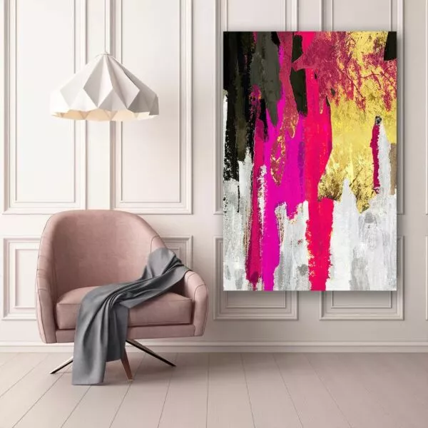 لوحة ديكور قماشية بتصميم رسم تجريدي كالرفل
